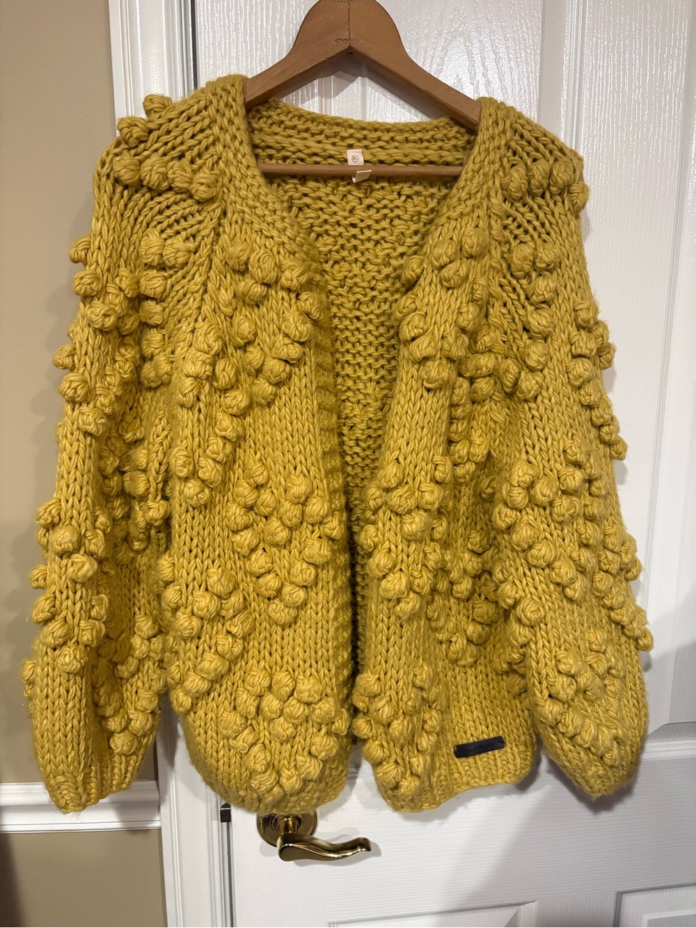 Wishlist Mustard Yellow Bobble Knit Open Cardigan